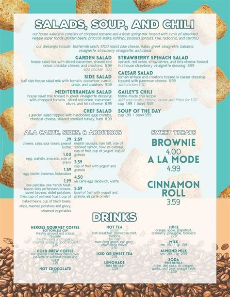 gailey's breakfast menu|More.